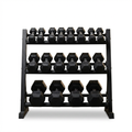 350 Lbs Hex Dumbbell Set with Storage Rack - 5-50 Lb Rubber Coated Adjustable Weights for Home Gym Strength Training - Men/Women