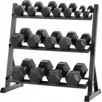350 Lbs Hex Dumbbell Set with Storage Rack - 5-50 Lb Rubber Coated Adjustable Weights for Home Gym Strength Training - Men/Women
