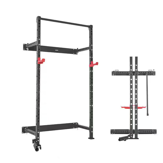Folding Power Cage, Wall-Mounted Power Rack Squat Rack, Multifunctional Strength Training Workout Equipment 1000 Lbs.