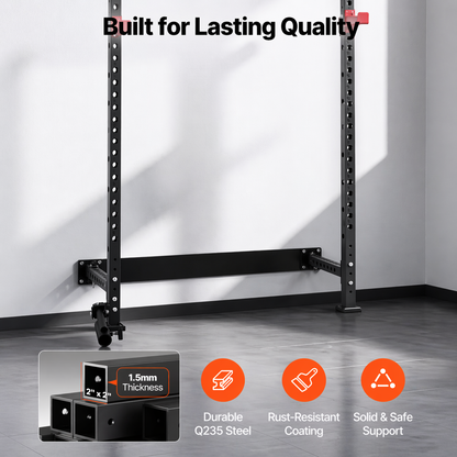 Folding Power Cage, Wall-Mounted Power Rack Squat Rack, Multifunctional Strength Training Workout Equipment 1000 Lbs.