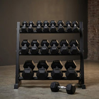 350 Lbs Hex Dumbbell Set with Storage Rack - 5-50 Lb Rubber Coated Adjustable Weights for Home Gym Strength Training - Men/Women — Studio Shot