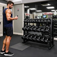 350 Lbs Hex Dumbbell Set with Storage Rack - 5-50 Lb Rubber Coated Adjustable Weights for Home Gym Strength Training - Men/Women