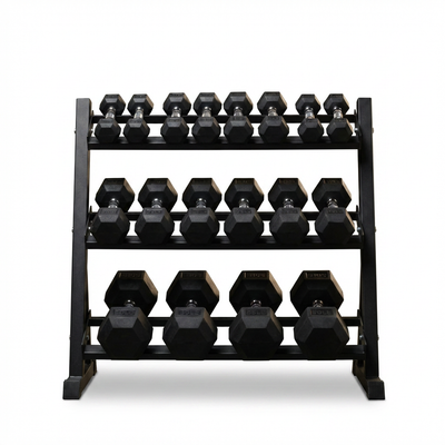350 Lbs Hex Dumbbell Set with Storage Rack - 5-50 Lb Rubber Coated Adjustable Weights for Home Gym Strength Training - Men/Women
