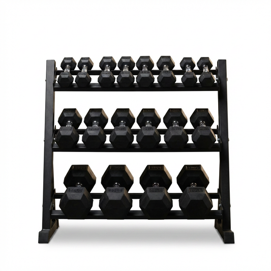 350 Lbs Hex Dumbbell Set with Storage Rack - 5-50 Lb Rubber Coated Adjustable Weights for Home Gym Strength Training - Men/Women — Studio Shot