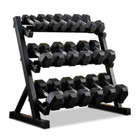450 Lbs Hex Dumbbell Set with Storage Rack - 5-50 Lb Rubber Coated Adjustable Weights for Home Gym Strength Training - Men/Women — Studio Shot