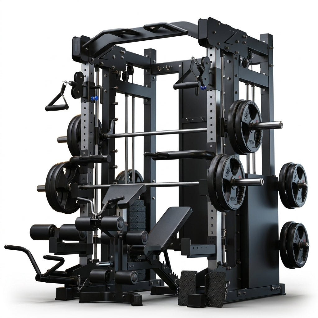 Home Gym Smith Machine Cable Crossover Weightlifting Sports Training — Studio Shot